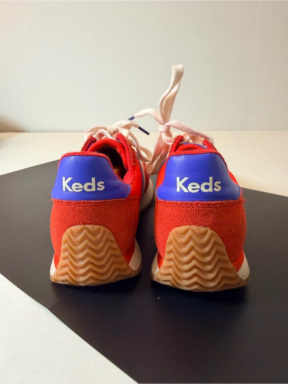 Keds Retro Rena Red, White, & Blue 70’s Suede Leather Lace-Up Sneakers Size 6.5 - Picture 6 of 10